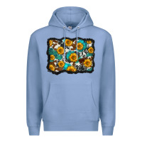 Colony Blue cowhide  turquoise sunflowers pattern olivia Premium Hoodie - OliviaCreatesArt
