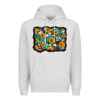 Dove Grey cowhide  turquoise sunflowers pattern olivia Premium Hoodie - OliviaCreatesArt
