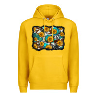 Lemon cowhide  turquoise sunflowers pattern olivia Premium Hoodie - OliviaCreatesArt