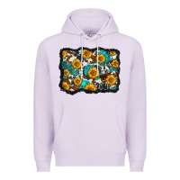 Lilac cowhide  turquoise sunflowers pattern olivia Premium Hoodie - OliviaCreatesArt