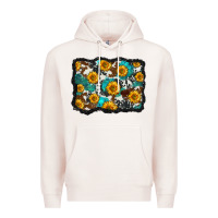 Pale Pink cowhide  turquoise sunflowers pattern olivia Premium Hoodie - OliviaCreatesArt