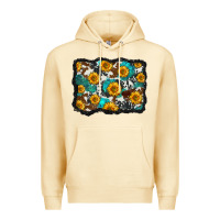 Pina Colada cowhide  turquoise sunflowers pattern olivia Premium Hoodie - OliviaCreatesArt