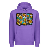 Purple cowhide  turquoise sunflowers pattern olivia Premium Hoodie - OliviaCreatesArt
