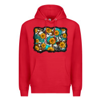 Red cowhide  turquoise sunflowers pattern olivia Premium Hoodie - OliviaCreatesArt