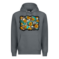Rock cowhide  turquoise sunflowers pattern olivia Premium Hoodie - OliviaCreatesArt