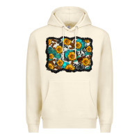 Sandshell cowhide  turquoise sunflowers pattern olivia Premium Hoodie - OliviaCreatesArt