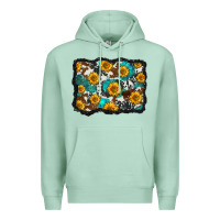 Seafoam cowhide  turquoise sunflowers pattern olivia Premium Hoodie - OliviaCreatesArt