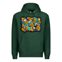 Sports Green cowhide  turquoise sunflowers pattern olivia Premium Hoodie - OliviaCreatesArt