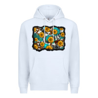 White cowhide  turquoise sunflowers pattern olivia Premium Hoodie - OliviaCreatesArt