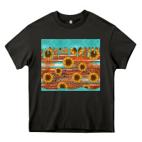 Asphalt turquoise leopard distressed serape background tumbler Heavy Core Tee - Jasminsmagicworld