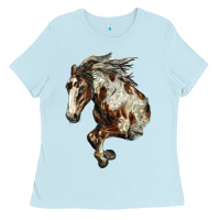 Baby Blue Mustang Horse Ladies Tee - LillyAllenDesigns
