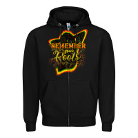 Black Remember your roots Zipper Hoodie - HowdyJamesFarm