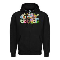 Black Happy Easter Easter Day Zipper Hoodie - CowGirlArtShop