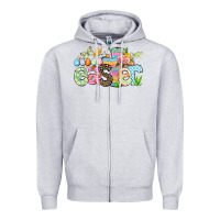Heather Grey Happy Easter Easter Day Zipper Hoodie - CowGirlArtShop
