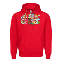 Red Happy Easter Easter Day Zipper Hoodie - CowGirlArtShop
