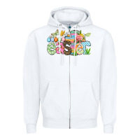 White Happy Easter Easter Day Zipper Hoodie - CowGirlArtShop