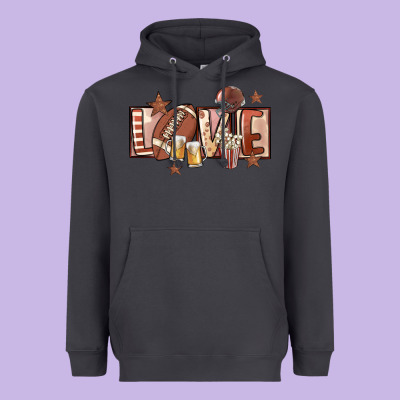 Football Love Heavyweight Hoodie Designed By Fadigitalartstudio