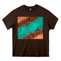Chocolate Brown leather turquoise glitter tumbler Heavy Core Tee - Jasminsmagicworld