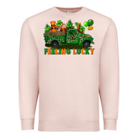 Pale Pink feeling lucky with gnomes on truck Premium Sweatshirt - FaDigitalArtStudio