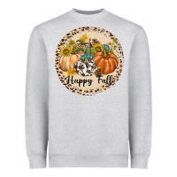Heather Grey Happy Fall Heavyweight Sweatshirt - texasbilliewilder