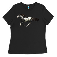 Black American Paint Horse Ladies Tee - LillyAllenDesigns