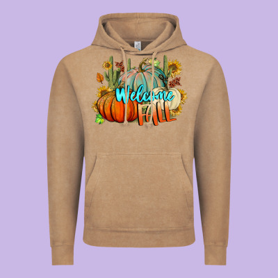 Welcome Fall Pumpkins Vintage Hoodie Designed By Bundleandbundleshop