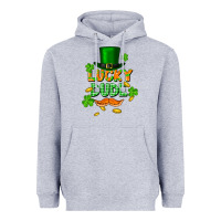 Heather Grey lucky dude St. Patricks Day Heavyweight Hoodie - FaDigitalArtStudio