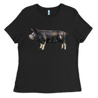 Black berkshire pig Ladies Tee - LillyAllenDesigns