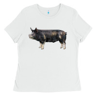 White berkshire pig Ladies Tee - LillyAllenDesigns