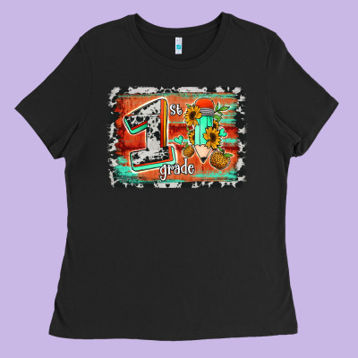 Western Back To School 1st Grade Ladies Tee Designed By Jasminsmagicworld