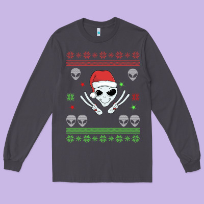 Alien Ugly Christmas Long Sleeve Tee Designed By Bettercallsaul