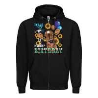 Black My first Birthday baby cow sunflower Zipper Hoodie - HowdyJamesFarm