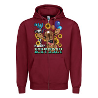 Burgundy My first Birthday baby cow sunflower Zipper Hoodie - HowdyJamesFarm