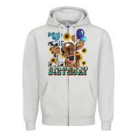 Dove Grey My first Birthday baby cow sunflower Zipper Hoodie - HowdyJamesFarm