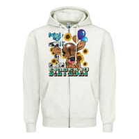 Oatmeal Heather My first Birthday baby cow sunflower Zipper Hoodie - HowdyJamesFarm