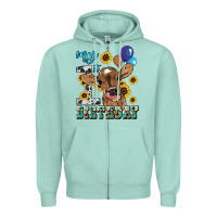 My First Birthday Baby Cow Sunflower Zipper Hoodie | Teevron