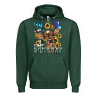 Sports Green My first Birthday baby cow sunflower Zipper Hoodie - HowdyJamesFarm