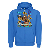True Royal My first Birthday baby cow sunflower Zipper Hoodie - HowdyJamesFarm