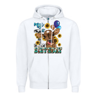 White My first Birthday baby cow sunflower Zipper Hoodie - HowdyJamesFarm