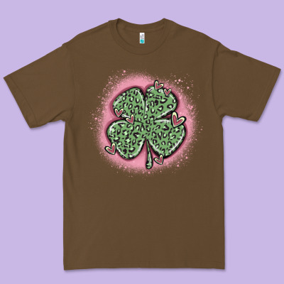 Leopard Shamrocks With Hearts Premium Tee Designed By Maliassmallbusiness