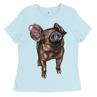 Baby Blue baby duroc pig Ladies Tee - LillyAllenDesigns