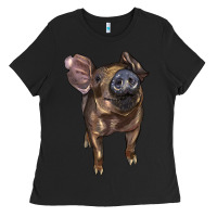 Black baby duroc pig Ladies Tee - LillyAllenDesigns