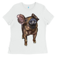 White baby duroc pig Ladies Tee - LillyAllenDesigns
