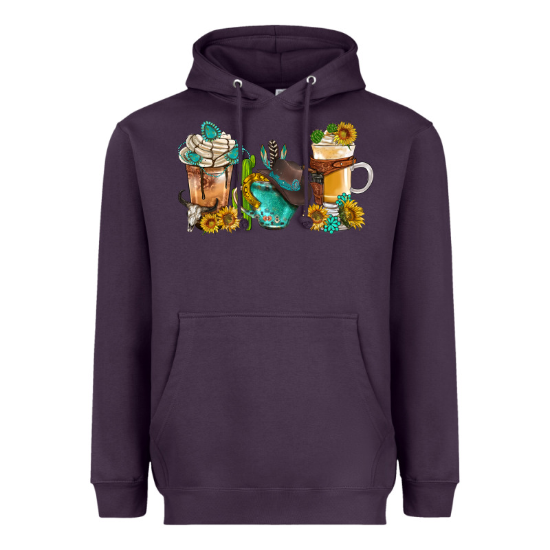 Western Coffee Cups With Sunflower And Gemstone Bbs Heavyweight Hoodie by BundleAndBundleShop | Teevron