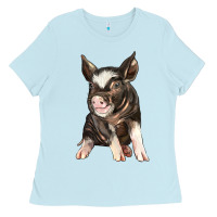 Baby Blue baby berkshire pig Ladies Tee - LillyAllenDesigns