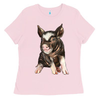 Bubblegum Pink baby berkshire pig Ladies Tee - LillyAllenDesigns