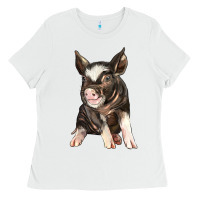 White baby berkshire pig Ladies Tee - LillyAllenDesigns