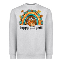 Heather Grey Happy Fall Y'all Heavyweight Sweatshirt - texasbilliewilder
