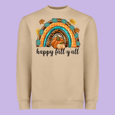 Happy Fall Y'all Heavyweight Sweatshirt Designed By Texasbilliewilder