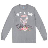 Heather Grey Just a girl who loves chickens Long Sleeve Tee - Bettercallsaul